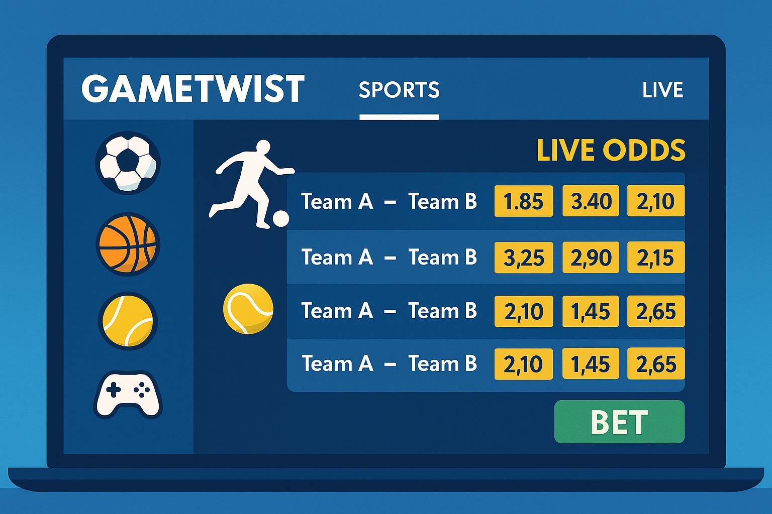 Aposte em apostas esportivas no cassino online GAMETWIST